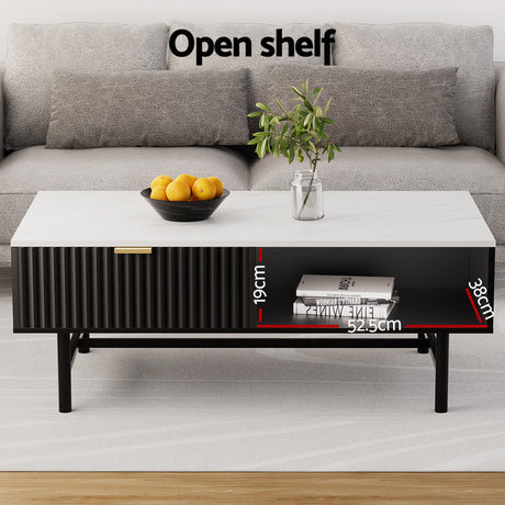 St Helens 140cm TV Unit and Coffee Table Set, White and Black