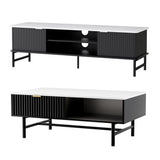 Katoomba TV Unit & Coffee Table Set, Marble Effect, White/Black
