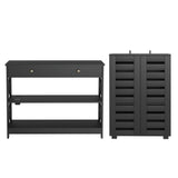 Pomonal Shoe Cabinet and Console Table Set, Black image 3