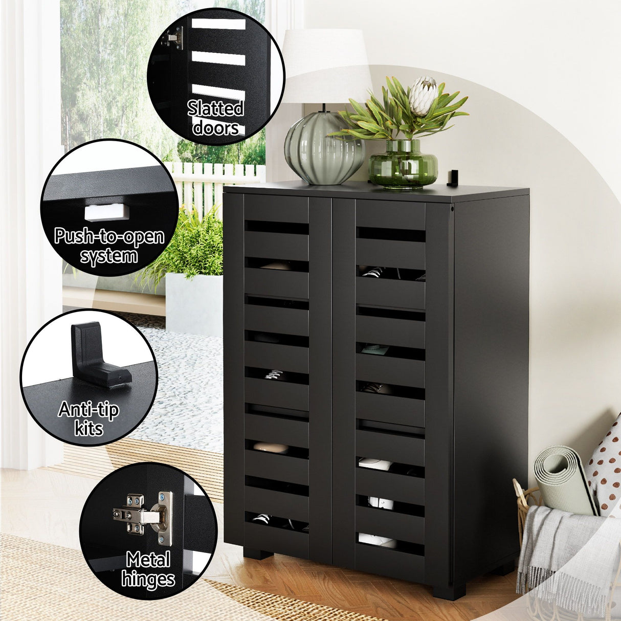 Pomonal Shoe Cabinet and Console Table Set, Black image 6