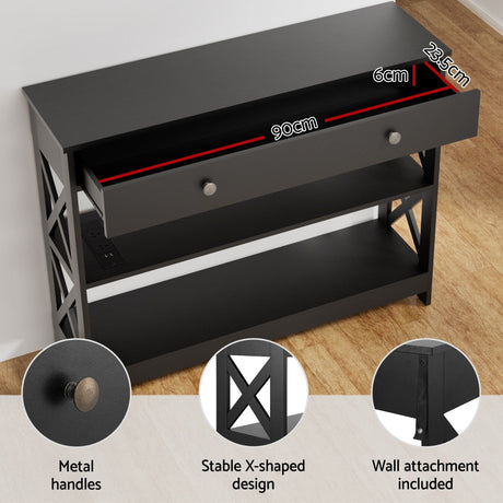 Pomonal Shoe Cabinet and Console Table Set, Black image 7