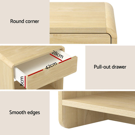 Aireys Bedside Table, Pine, view 6