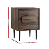 Artiss Bedside Table Nightstand with 2 Drawers in Walnut — Allure Home Collections