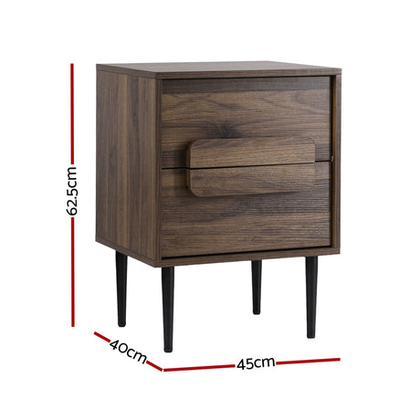 Artiss Bedside Table Nightstand with 2 Drawers in Walnut — Allure Home Collections