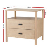 Artiss Bedside Table Nightstand with 2 Drawers and Open Shelf in Pine — Allure Home Collections