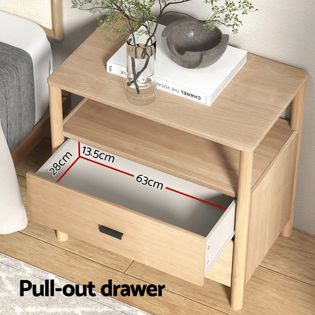 Artiss Bedside Table Nightstand with 2 Drawers and Open Shelf in Pine — Allure Home Collections