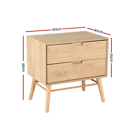 Artiss GINO Bedside Table with Drawers in Oak — Allure Home Collections