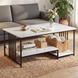 Coldstream white marble coffee table in a modern living room