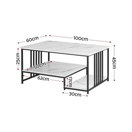 Coldstream Marble Coffee Table, White and Black