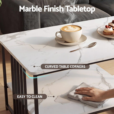 Coldstream Marble Coffee Table, White and Black