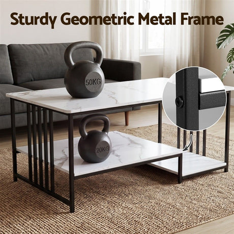 Coldstream Marble Coffee Table, White and Black