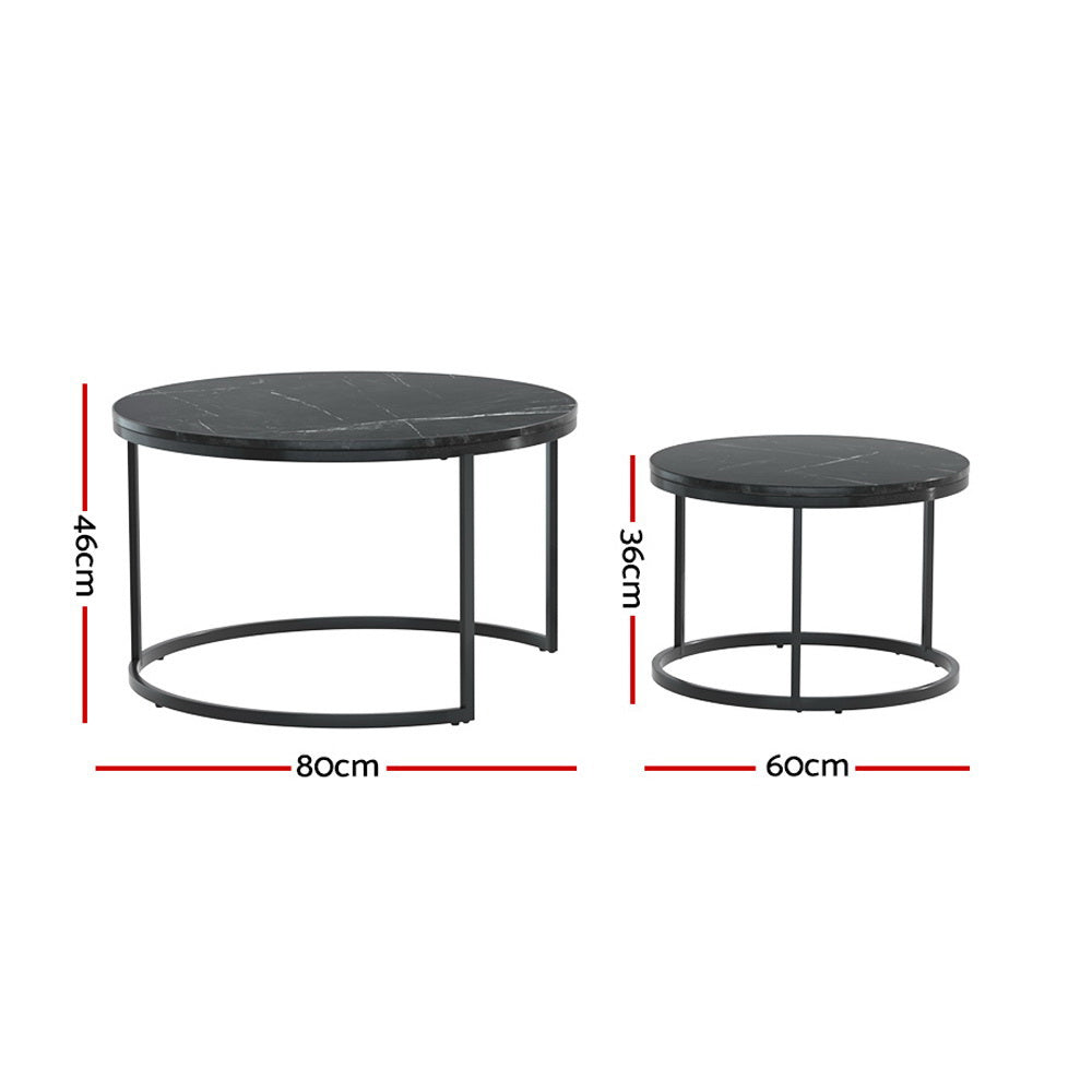Artiss Marble Effect Nesting Coffee Table Set