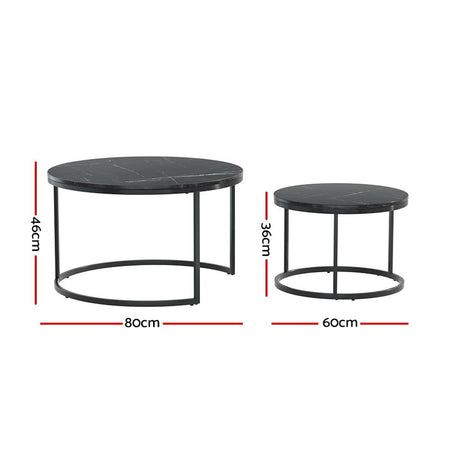 Artiss Marble Effect Nesting Coffee Table Set