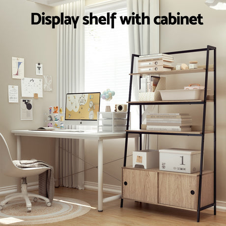 Wayville 5 Tier Display Shelf, Oak and Black