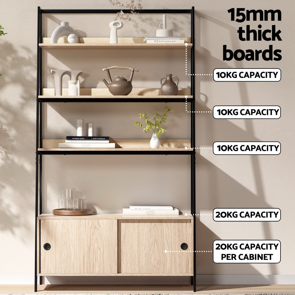 MIRA Oak 5 Tier Cube Bookshelf