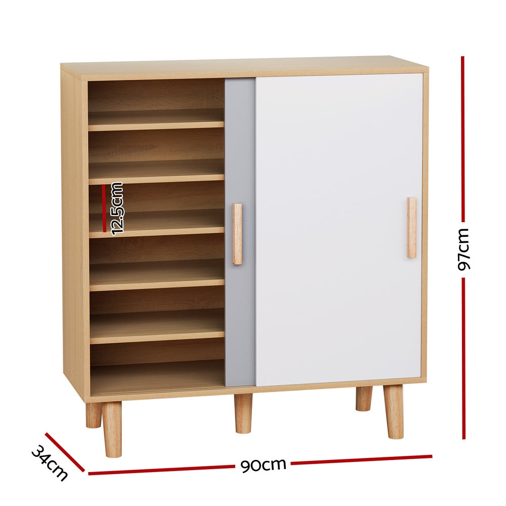 Priego Shoe Cabinet, 30 Pairs, Sliding Doors