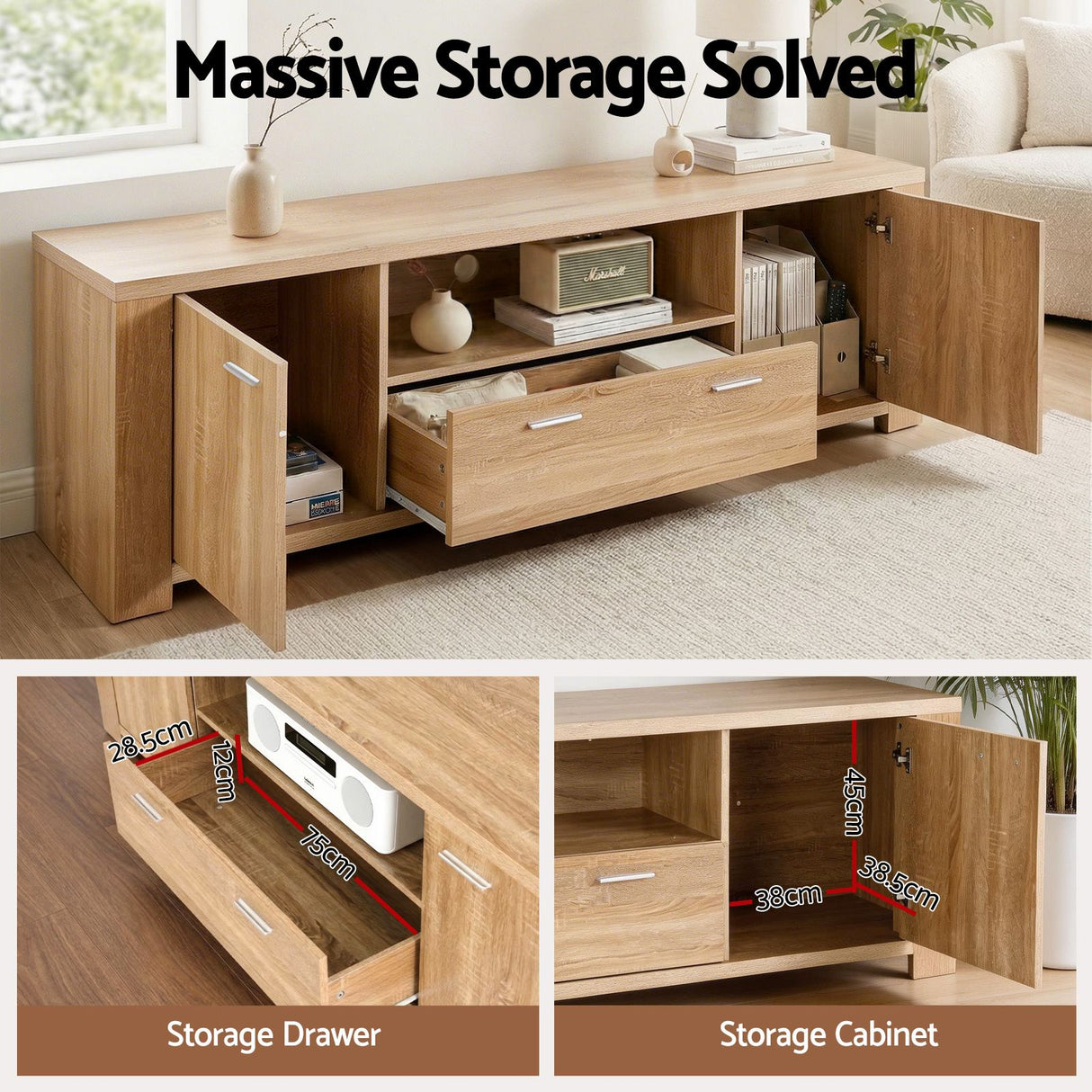 Healesville TV Unit and Coffee Table Set, Pine