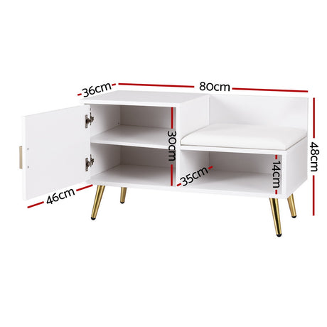 Artiss 6-Pair White Shoe Rack Cabinet Bench — Padded Seat, Compact — Allure Home Collections