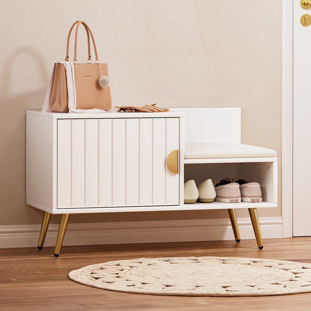 Artiss 6-Pair White Shoe Rack Cabinet Bench — Padded Seat, Compact — Allure Home Collections