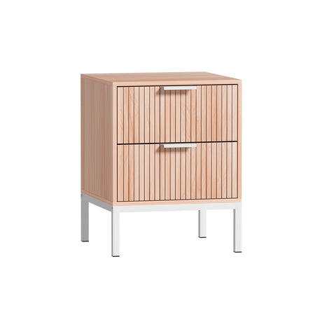 Artiss LURA Bedside Table with Drawers in Pine and White — Allure Home Collections