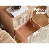 Artiss LURA Bedside Table with Drawers in Pine and White — Allure Home Collections