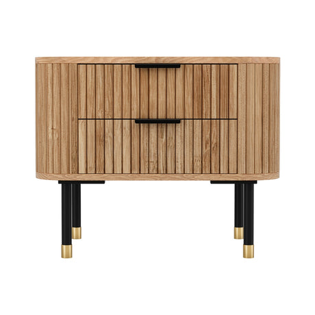 Artiss Bedside Table with 2 Drawers in Pine — Paulownia Wood and Ash Veneer — Allure Home Collections