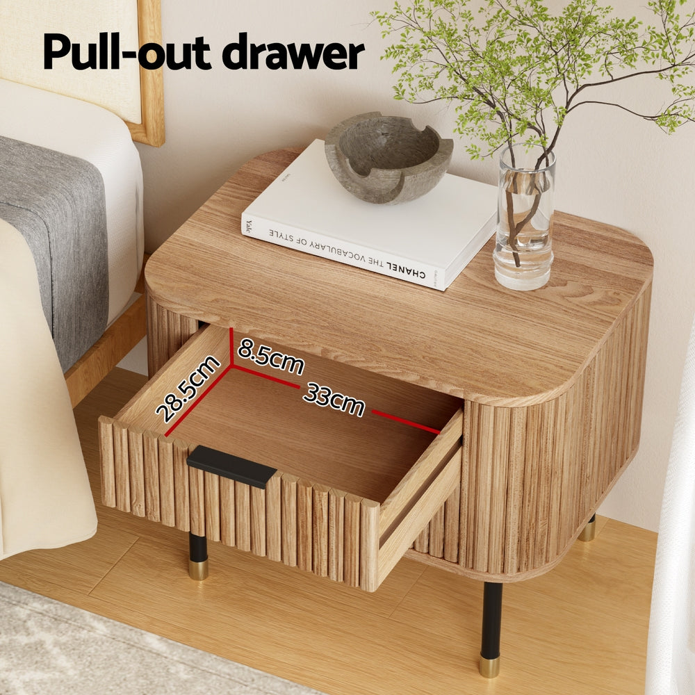 Artiss Bedside Table with 2 Drawers in Pine — Paulownia Wood and Ash Veneer — Allure Home Collections