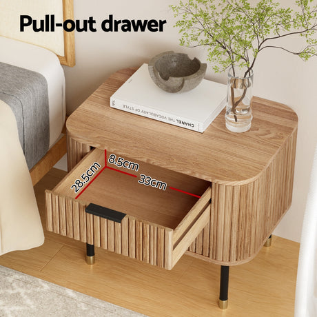 Artiss Bedside Table with 2 Drawers in Pine — Paulownia Wood and Ash Veneer — Allure Home Collections