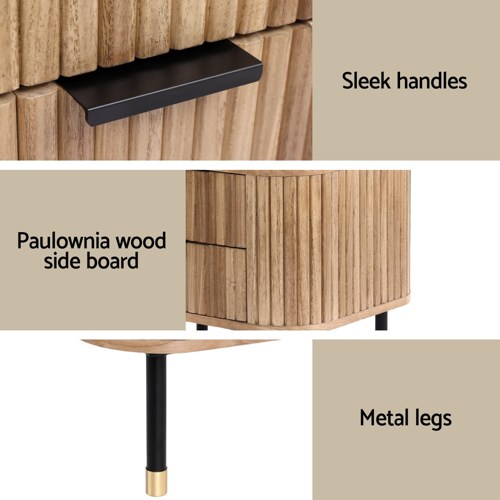 Artiss Bedside Table with 2 Drawers in Pine — Paulownia Wood and Ash Veneer — Allure Home Collections