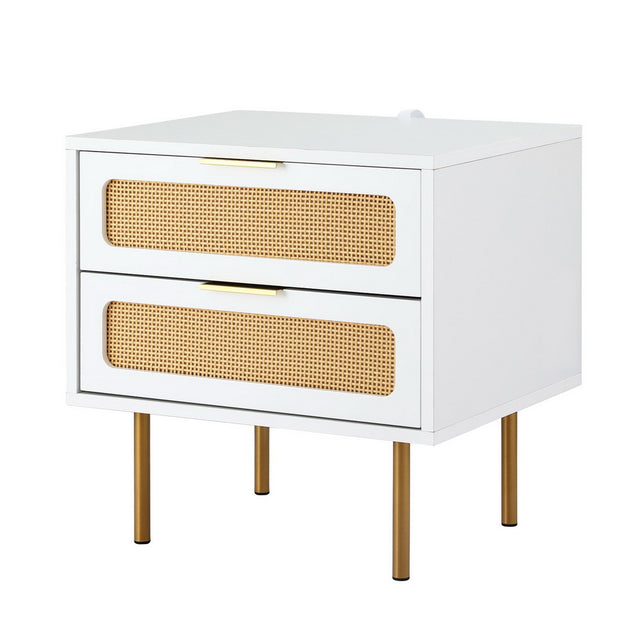 Artiss Rattan Bedside Table with 2 Drawers in Pine — Allure Home Collections