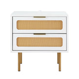 Artiss Rattan Bedside Table with 2 Drawers in Pine — Allure Home Collections