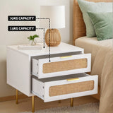 Artiss Rattan Bedside Table with 2 Drawers in Pine — Allure Home Collections