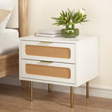 Artiss Rattan Bedside Table with 2 Drawers in Pine — Allure Home Collections