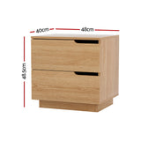 Artiss Bedside Table with 2 Drawers Nightstand in Pine — Allure Home Collections