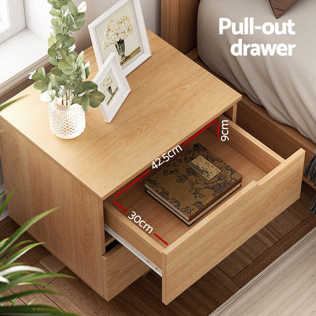 Artiss Bedside Table with 2 Drawers Nightstand in Pine — Allure Home Collections