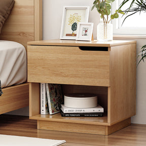 Alcacer pine bedside table with one drawer and an open shelf