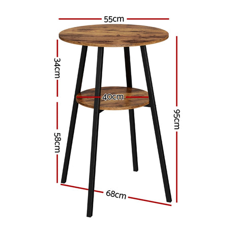 Artiss Industrial Bar Table with 2-Tier Organizer