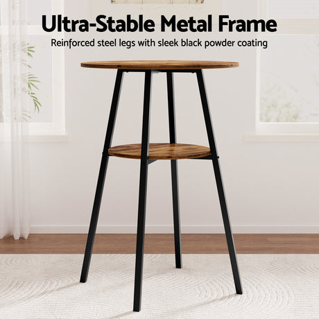 Artiss Industrial Bar Table with 2-Tier Organizer