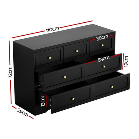 Renwick 7 Drawer Chest of Drawers, Black