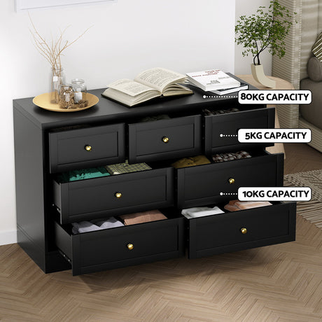 Renwick 7 Drawer Chest of Drawers, Black