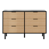 Artiss 6-Drawer Dresser in Black and Pine — Fluted-Style Lowboy — Allure Home Collections