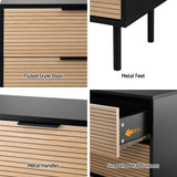 Artiss 6-Drawer Dresser in Black and Pine — Fluted-Style Lowboy — Allure Home Collections