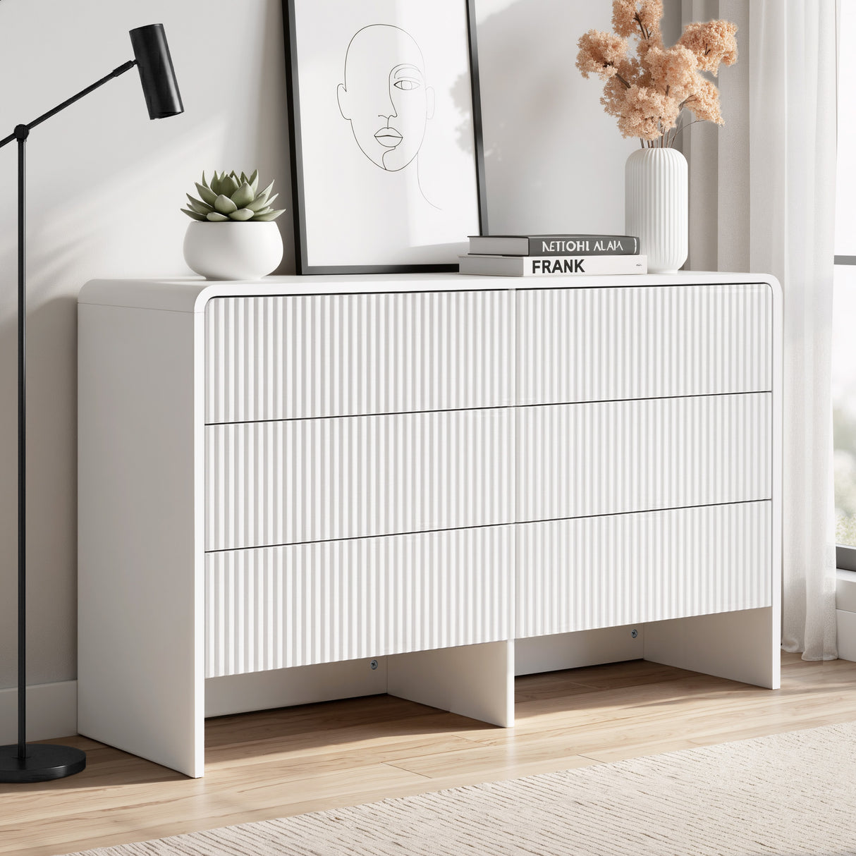 Berrima 6 Drawer Lowboy, Beige