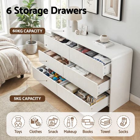 Berrima 6 Drawer Lowboy, Beige view 5