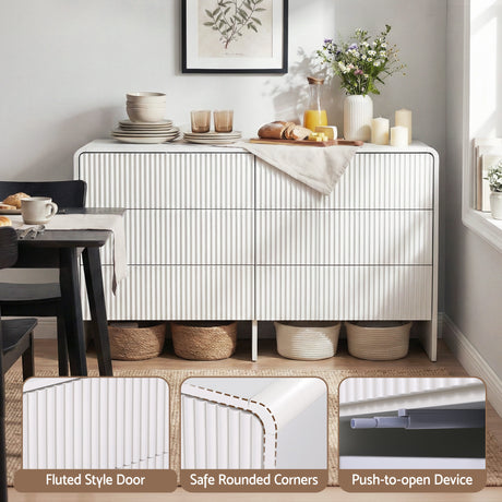 Berrima 6 Drawer Lowboy, Beige view 7