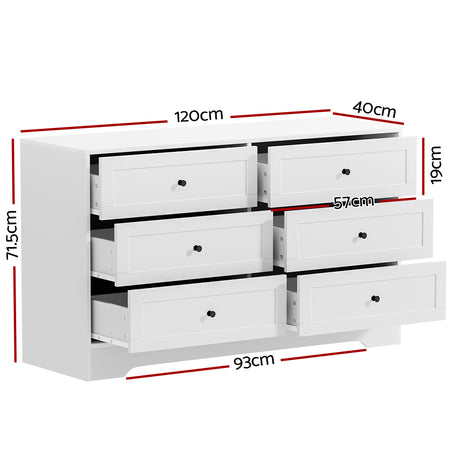 Artiss LEIF 6-Drawer Chest of Drawers in White — Allure Home Collections