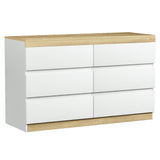 Artiss 6-Drawer Tallboy Dresser in White and Oak — Two-Tone — Allure Home Collections