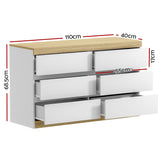 Artiss 6-Drawer Tallboy Dresser in White and Oak — Two-Tone — Allure Home Collections