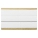 Artiss 6-Drawer Tallboy Dresser in White and Oak — Two-Tone — Allure Home Collections
