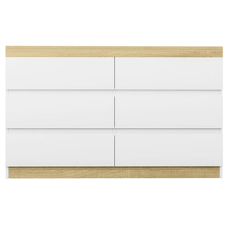 Artiss 6-Drawer Tallboy Dresser in White and Oak — Two-Tone — Allure Home Collections